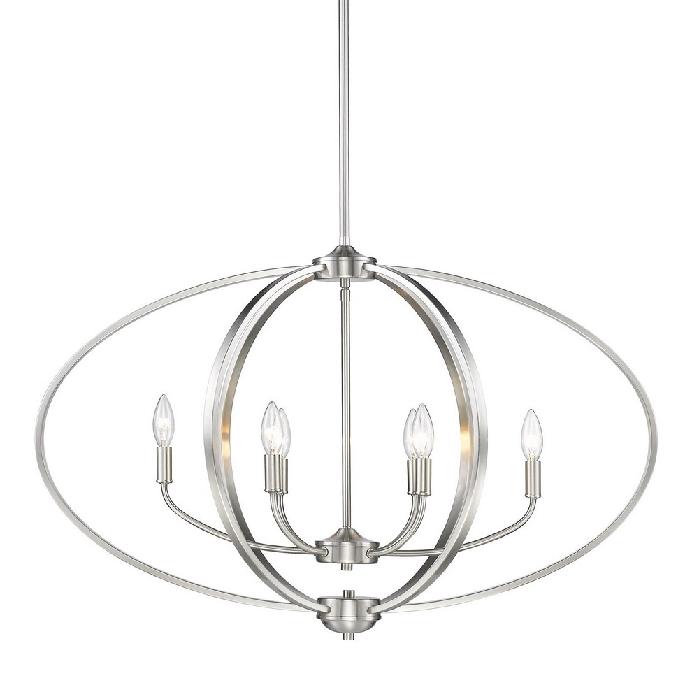 Golden Lighting-3167-LP PW-Colson - 6 Light Linear Pendant in Durable style - 22.88 Inches high by 36.25 Inches wide No Shade  Pewter Finish